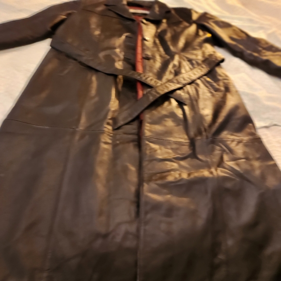 Pelle Studio Wilsons Leather Black Womens Trench Button Down Coat Size Xl - Picture 6 of 16